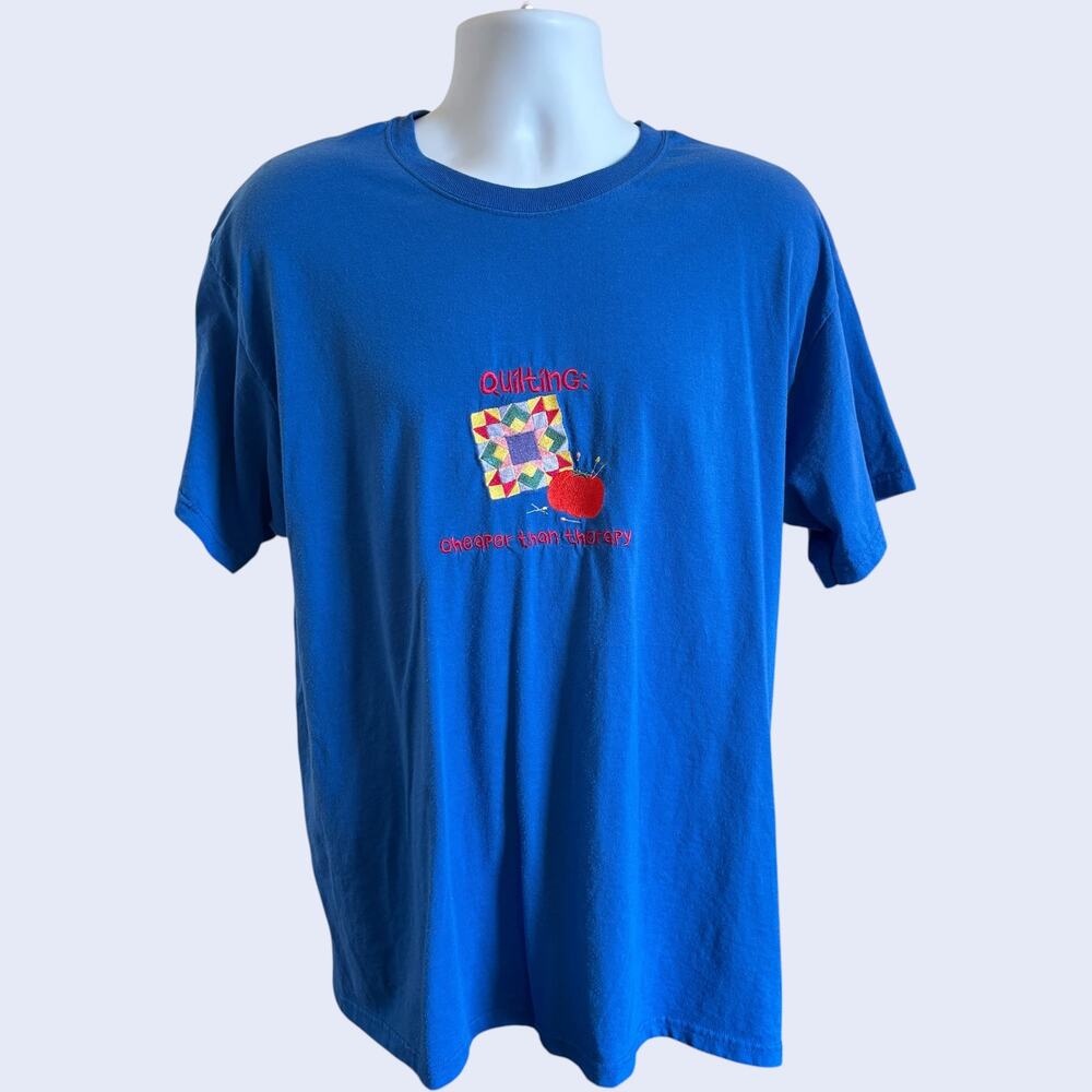 Jerzees XL Casual Graphic T-Shirt Royal Blue Regular Fit